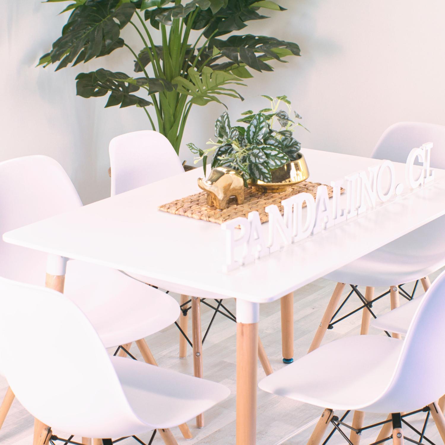 COMEDOR MESA RECTANGULAR BRUNELL 120X80 BLANCO + 6 SILLAS EAMES BLANCA - 3