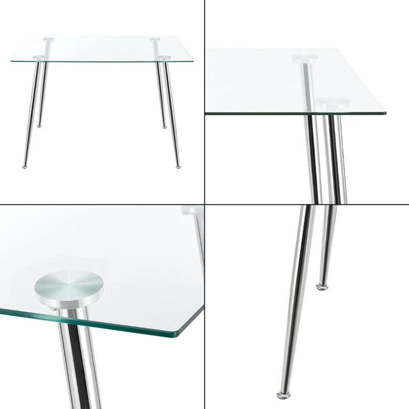 MESA RECTANGULAR VITREO 130X80 (CROMADA) | VIDRIO TEMPLADO | NORDICO - 5