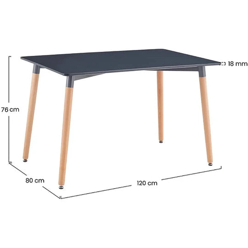 COMEDOR MESA RECTANGULAR BRUNELL 120X80 NEGRA + 4 SILLAS TULIP NEGRA - 4