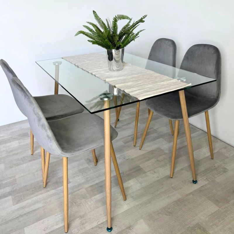COMEDOR MINIMALISTA | MESA VIDRIO 120X80 + 4 SILLAS ISY GRIS - 2