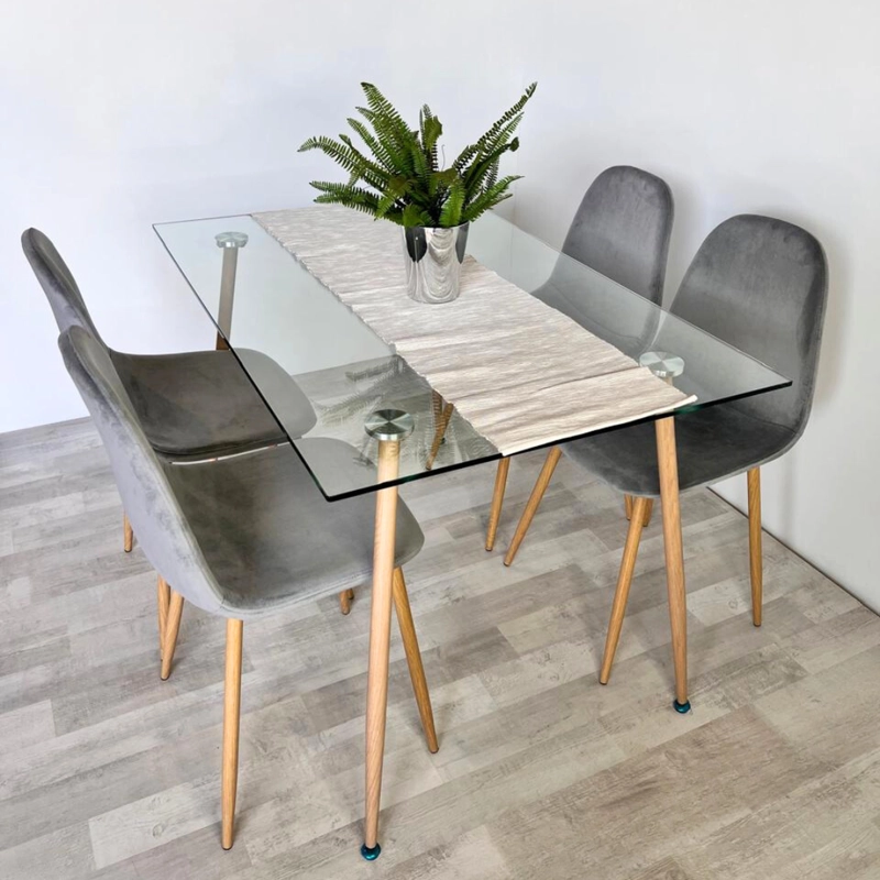 COMEDOR MINIMALISTA | MESA VIDRIO 120X80 + 4 SILLAS ISY GRIS - 3