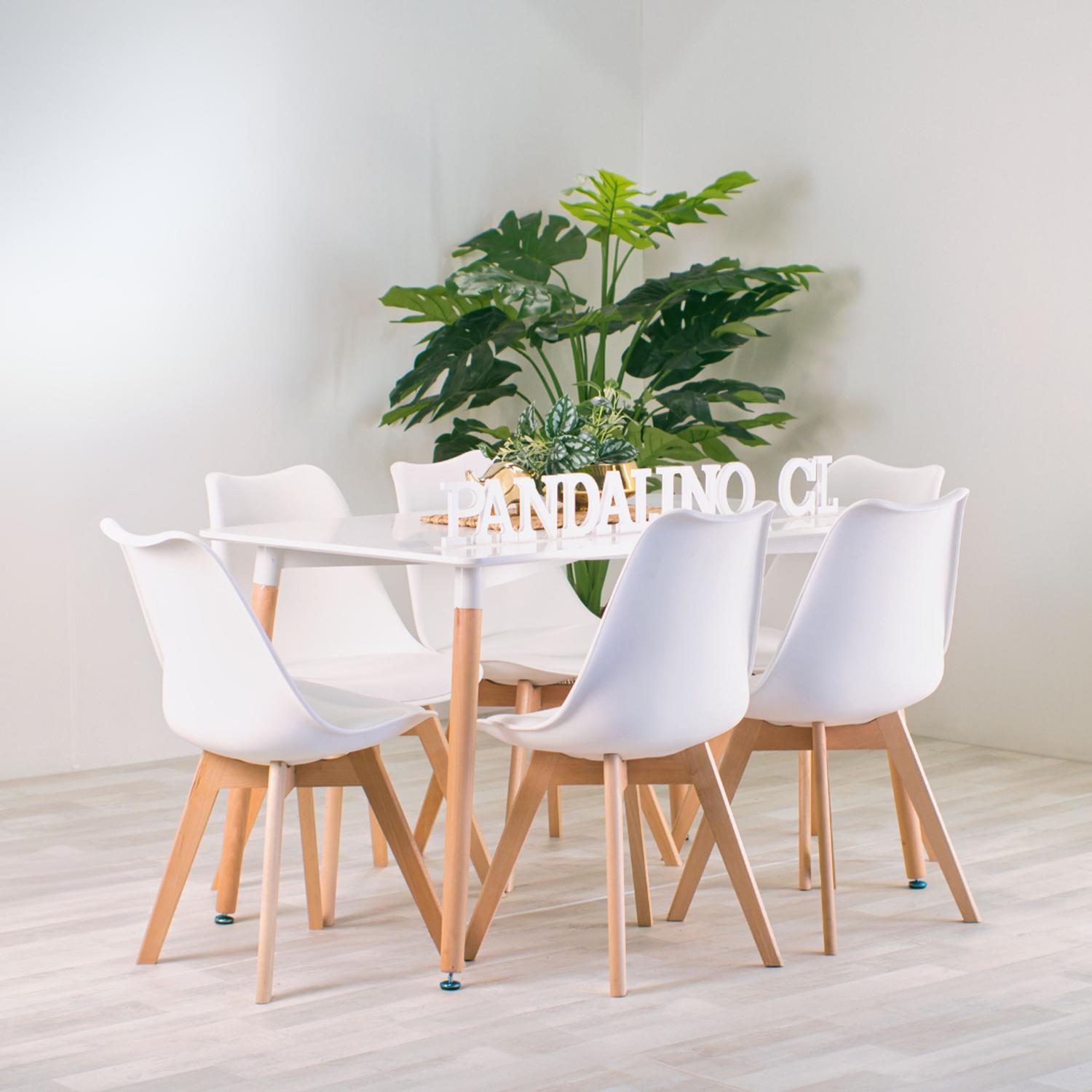 COMEDOR MESA RECTANGULAR BRUNELL 120X80 BLANCA + 6 SILLAS TULIP BLANCA - 2