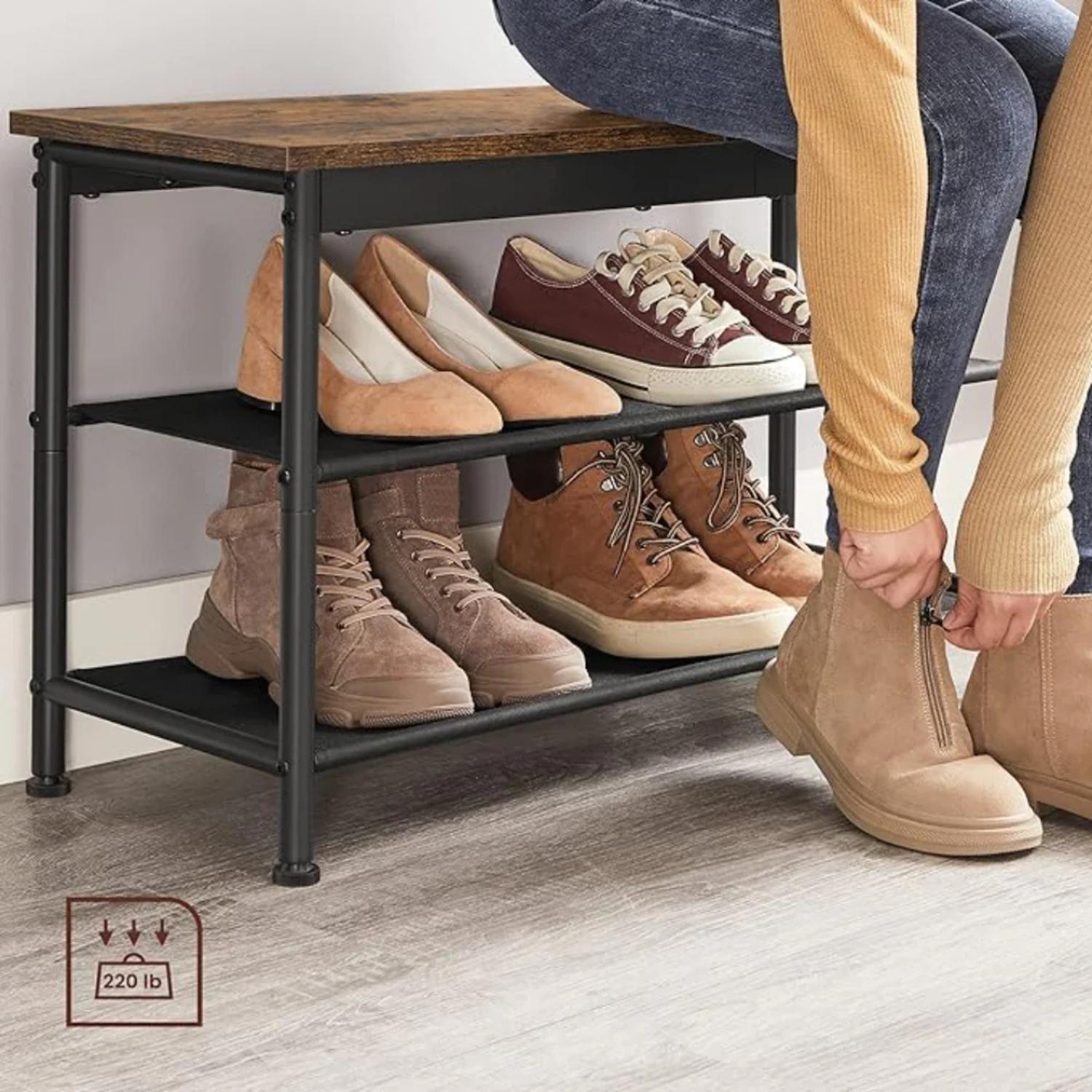 MUEBLE ZAPATERO ADENA | BANCO 3 NIVELES CON DISEÑO INDUSTRIAL - 3
