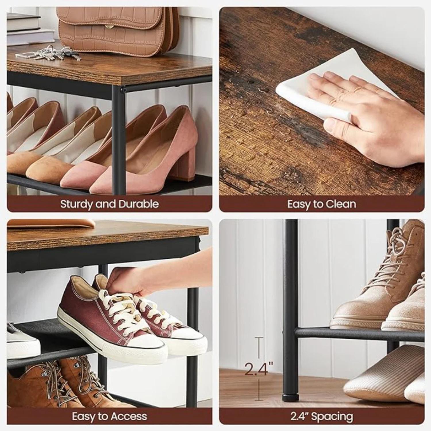 MUEBLE ZAPATERO ADENA | BANCO 3 NIVELES CON DISEÑO INDUSTRIAL - 4