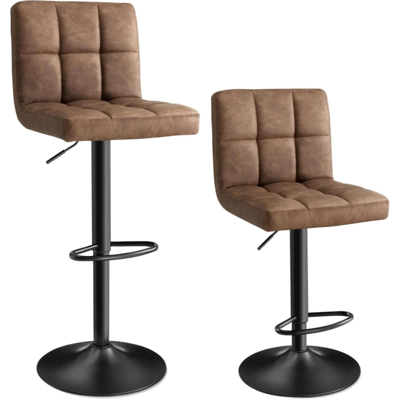 PACK 2 TABURETES BAR CORNELL | ECO CUERO CAFE  | ALTURA REGULABLE - 1