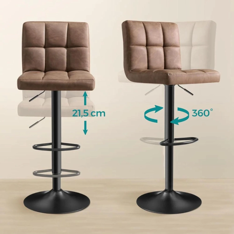 PACK 2 TABURETES BAR CORNELL | ECO CUERO CAFE  | ALTURA REGULABLE - 4