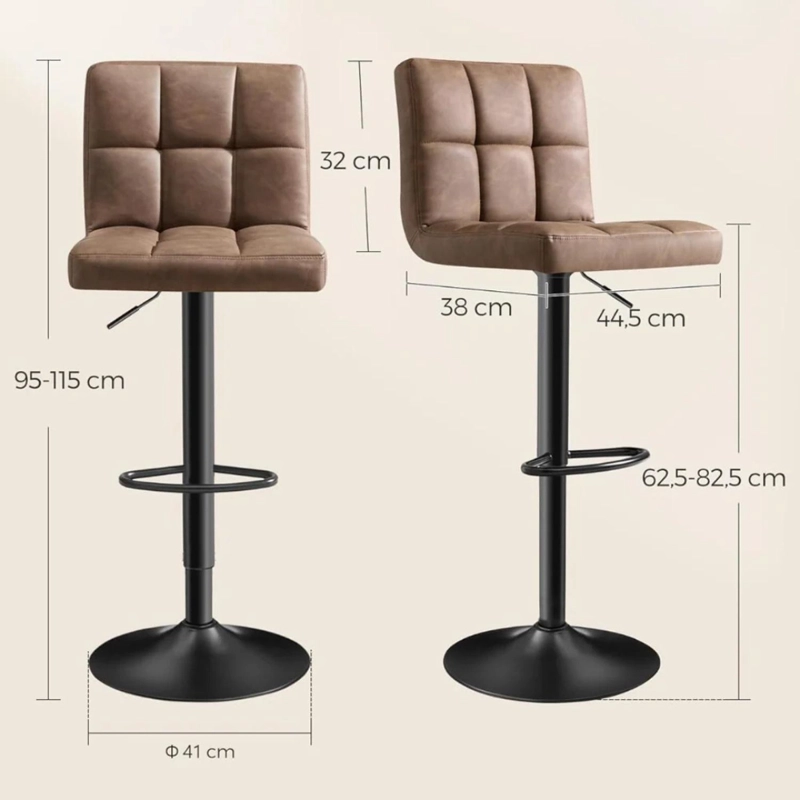 PACK 2 TABURETES BAR CORNELL | ECO CUERO CAFE  | ALTURA REGULABLE - 6