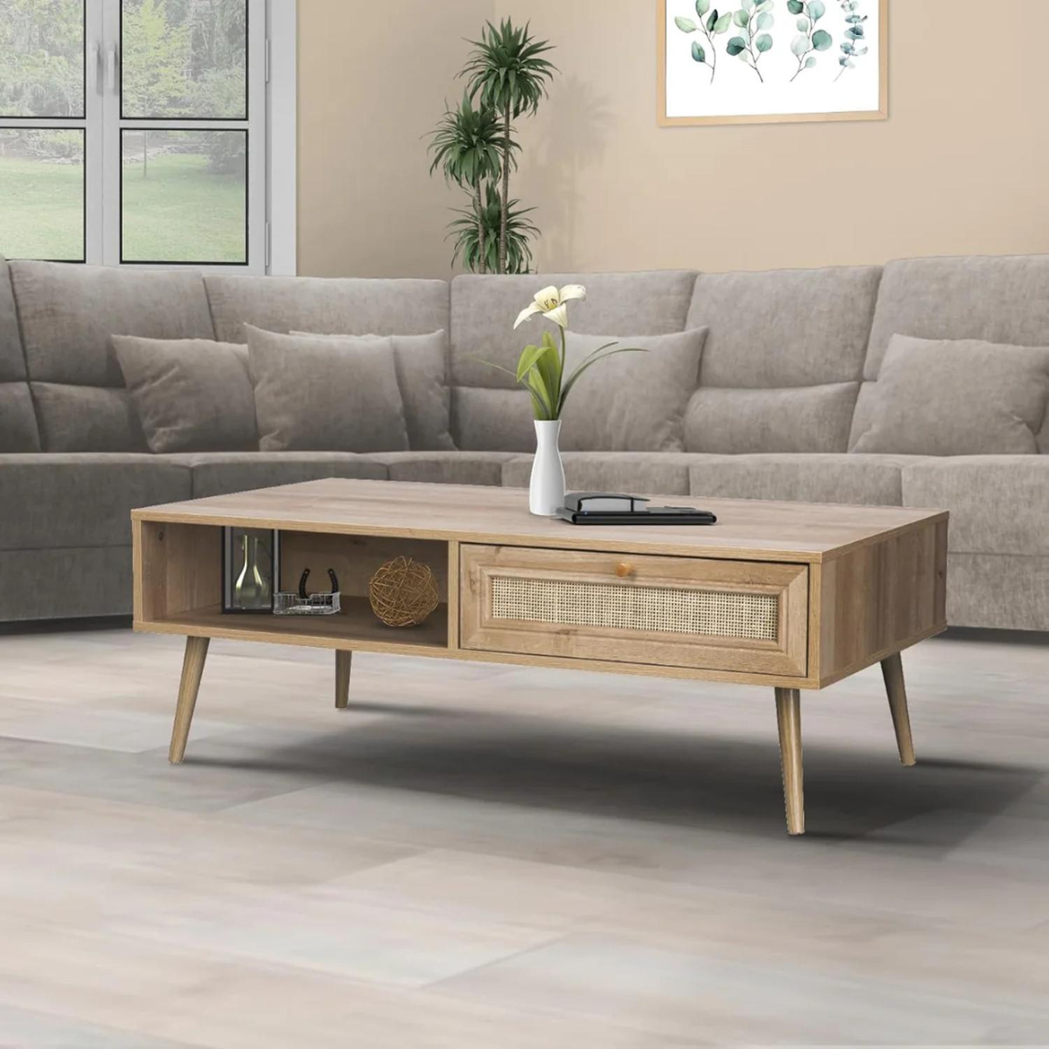 MESA CENTRO MARSHALL | RATTAN Y MADERA | ESTILO NATURAL - 1