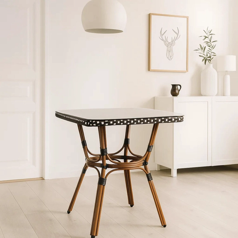MESA BISTRO PARISINO 70X70 | METAL Y RATTAN SINTE TICO - 2