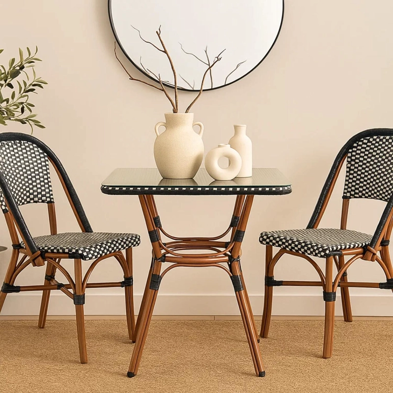 MESA BISTRO PARISINO 70X70 | METAL Y RATTAN SINTE TICO - 3