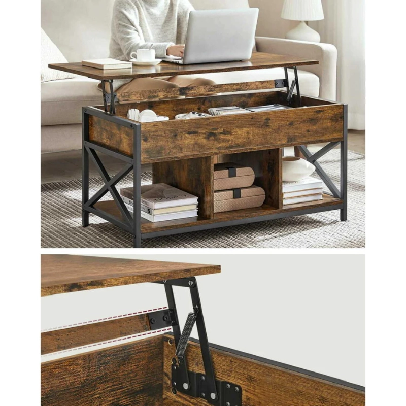 MESA DE CENTRO ELEVABLE MAITE | MULTIFUNCIONAL CON ESTILO INDUSTRIAL - 3