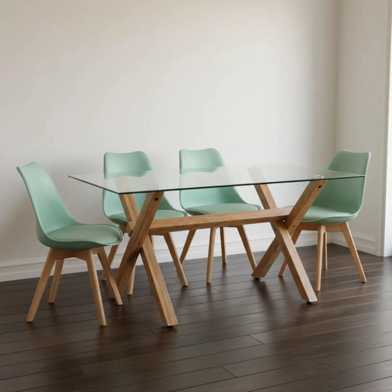 COMEDOR MESA XINIA 130X80 + 4 SILLAS TULIP MENTA - 3