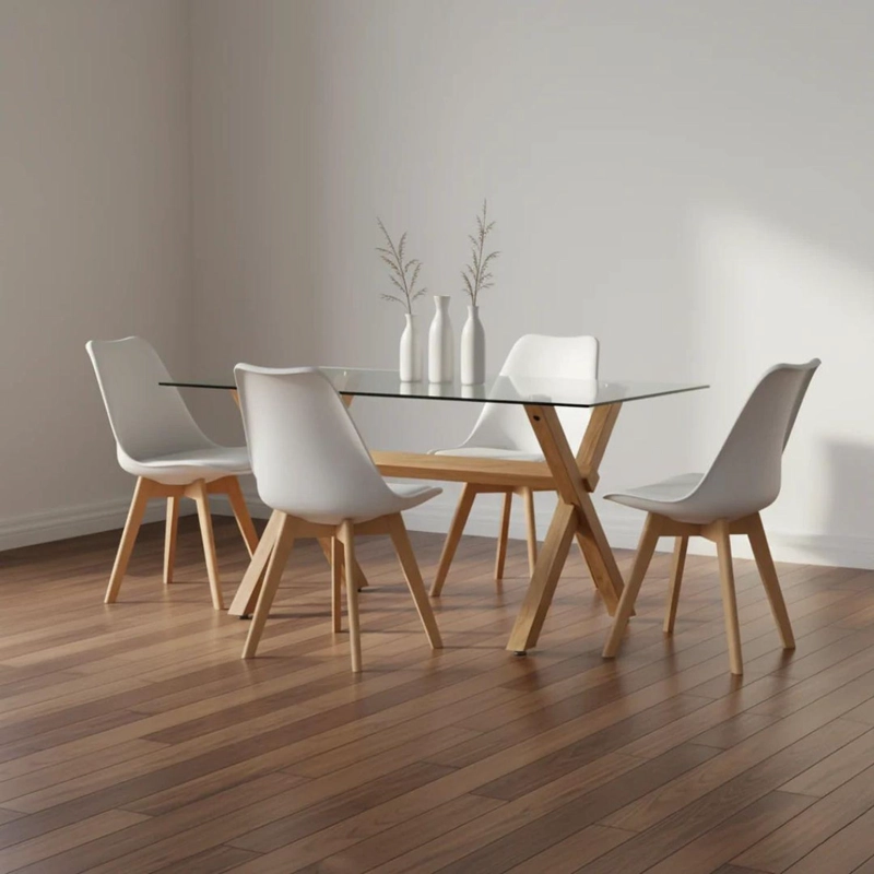 COMEDOR MESA XINIA 130X80 + 4 SILLAS TULIP BLANCA - 2