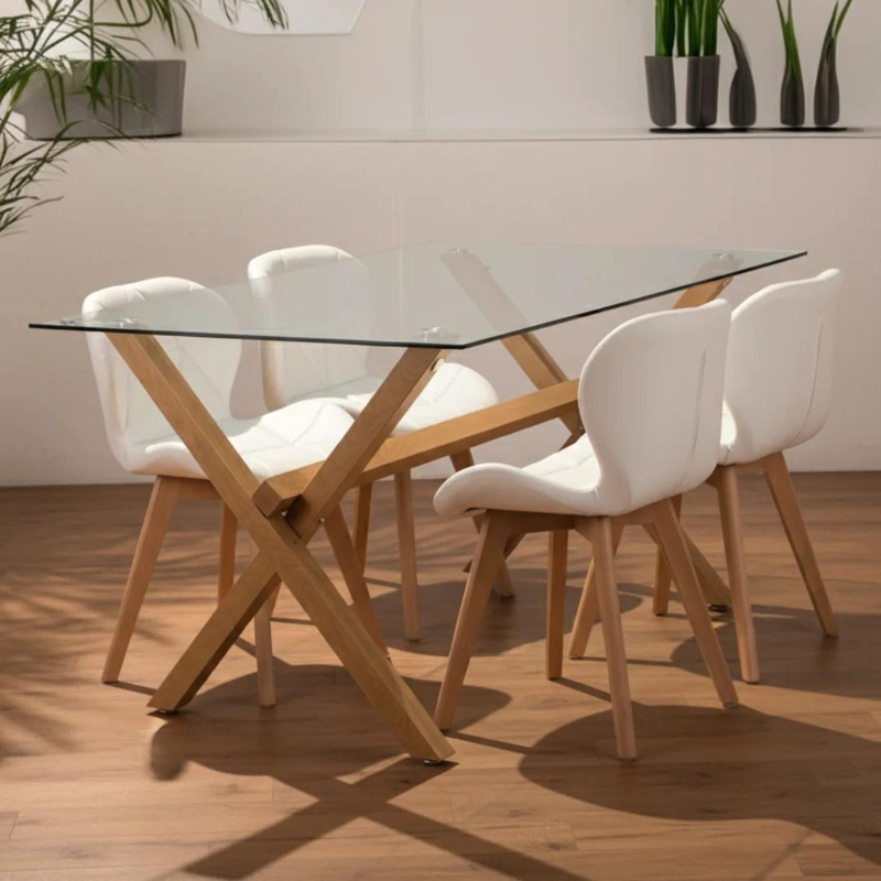 COMEDOR MODERNO MESA XINIA 130X80 + 4 SILLONES RUBIK BLANCO - 1