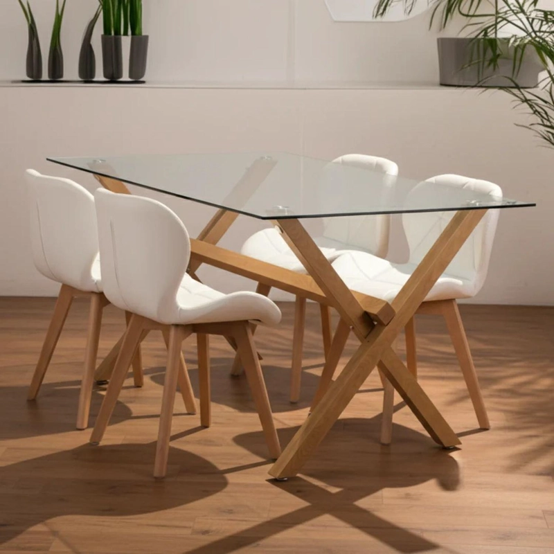 COMEDOR MODERNO MESA XINIA 130X80 + 4 SILLONES RUBIK BLANCO - 3
