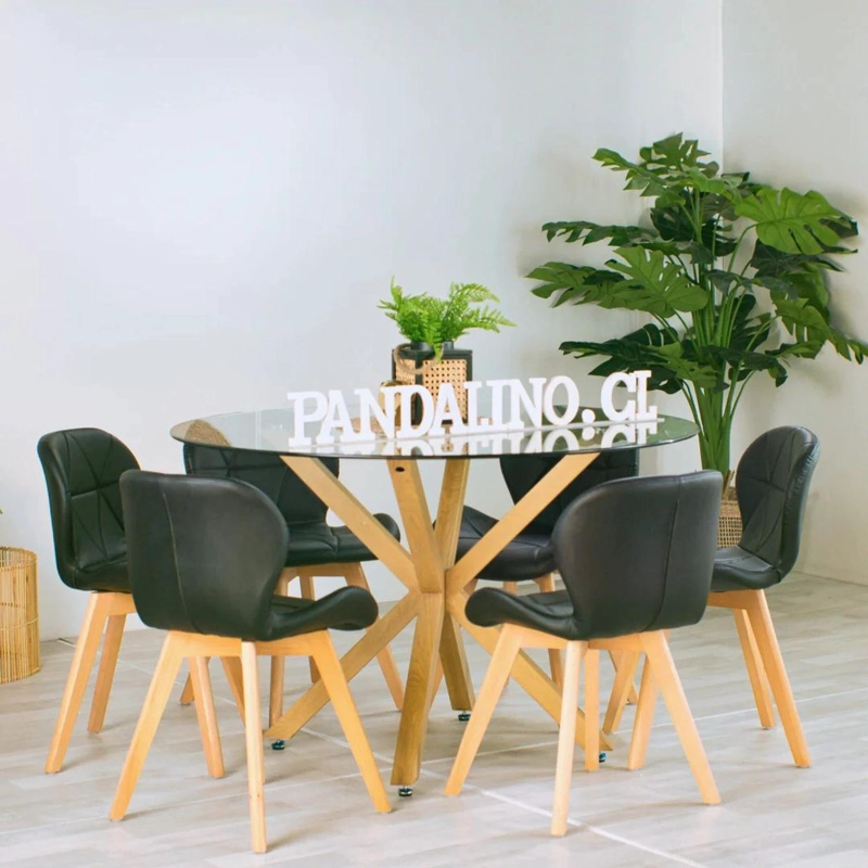 COMEDOR MESA EQUIZ 120CM + 6 SILLONES RUBIK NEGRO - 1