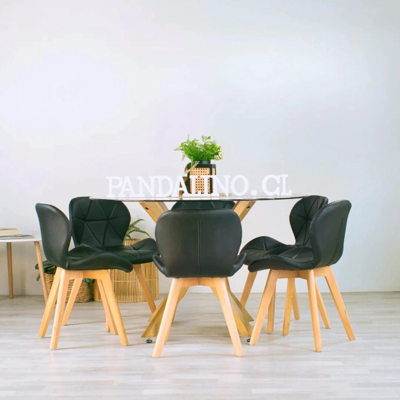 COMEDOR MESA EQUIZ 120CM + 6 SILLONES RUBIK NEGRO - 2