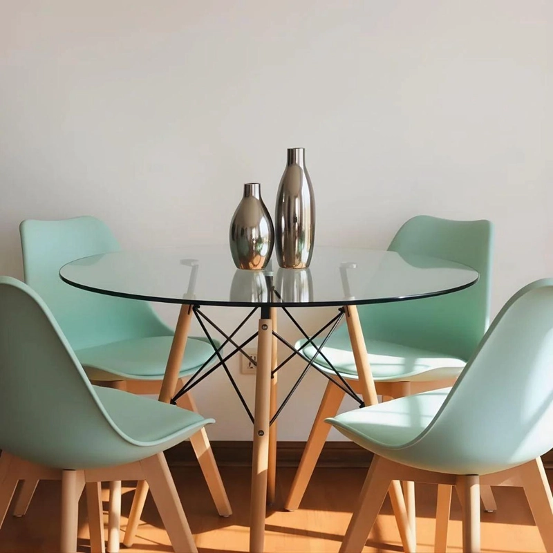 COMEDOR MESA REDONDA ELIDA 80CM + 4 SILLAS TULIP MENTA - 2