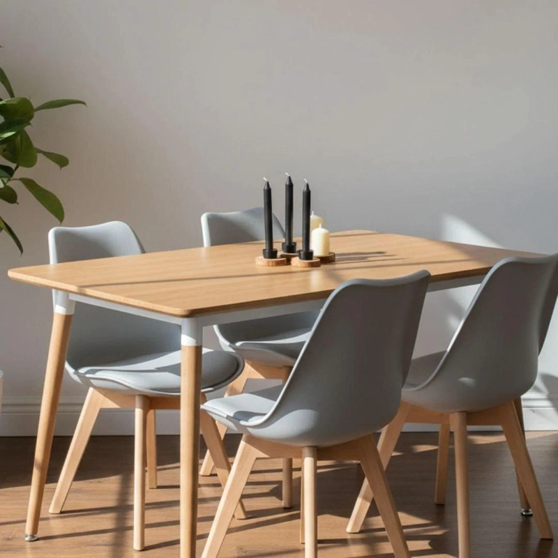 COMEDOR MESA RECTANGULAR ALAMO 130X80 + 4 SILLAS TULIP GRIS - 2