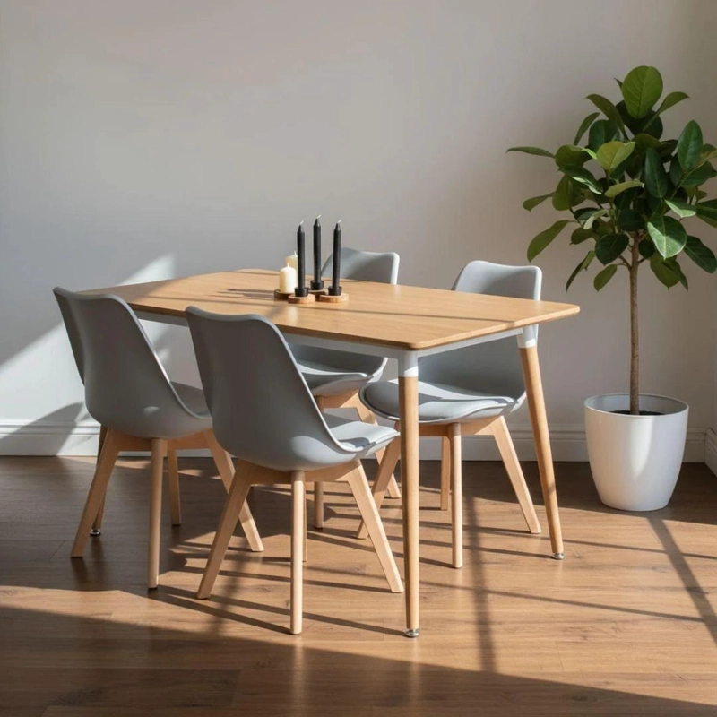 COMEDOR MESA RECTANGULAR ALAMO 130X80 + 4 SILLAS TULIP GRIS - 3