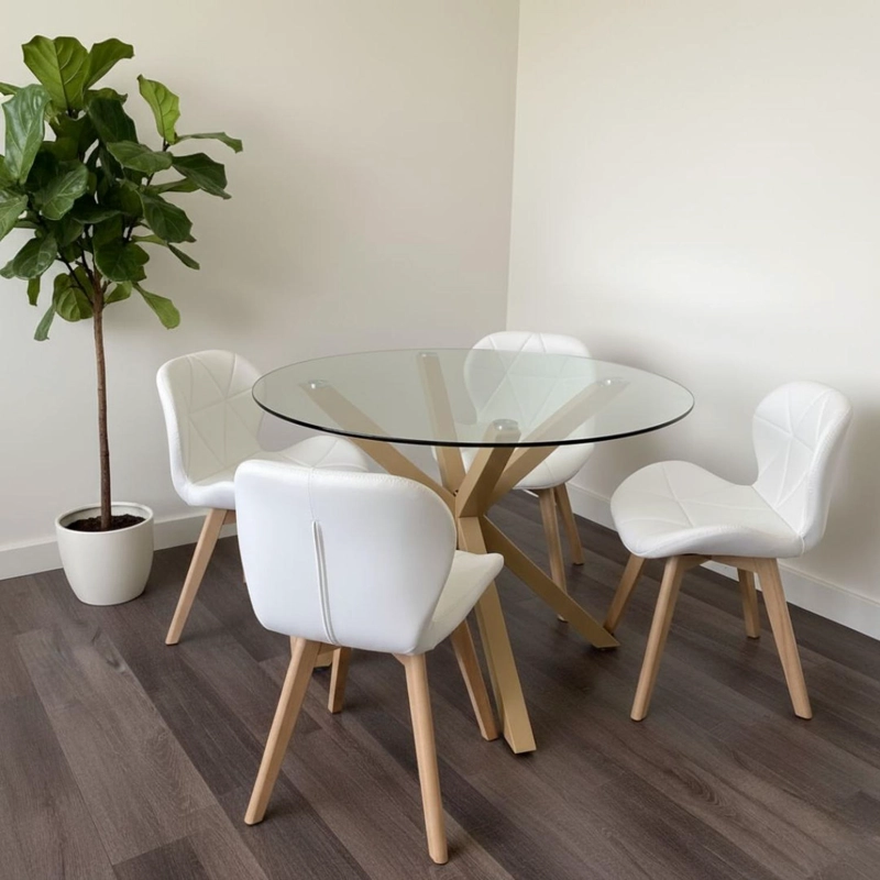 COMEDOR MESA EQUIZ 100CM + 4 SILLONES RUBIK BLANCO - 2