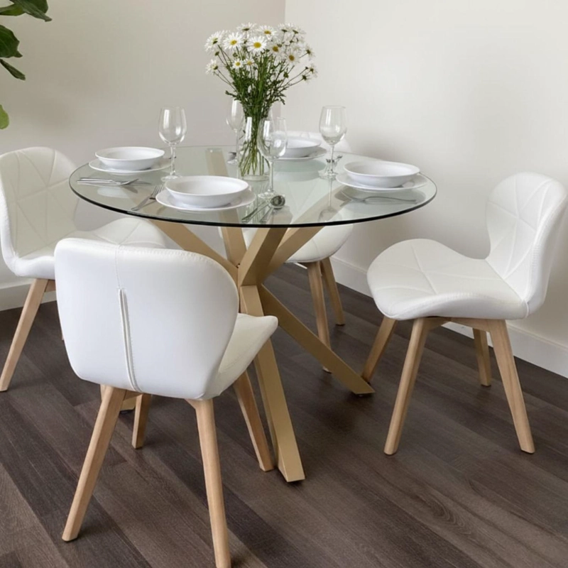COMEDOR MESA EQUIZ 100CM + 4 SILLONES RUBIK BLANCO - 3