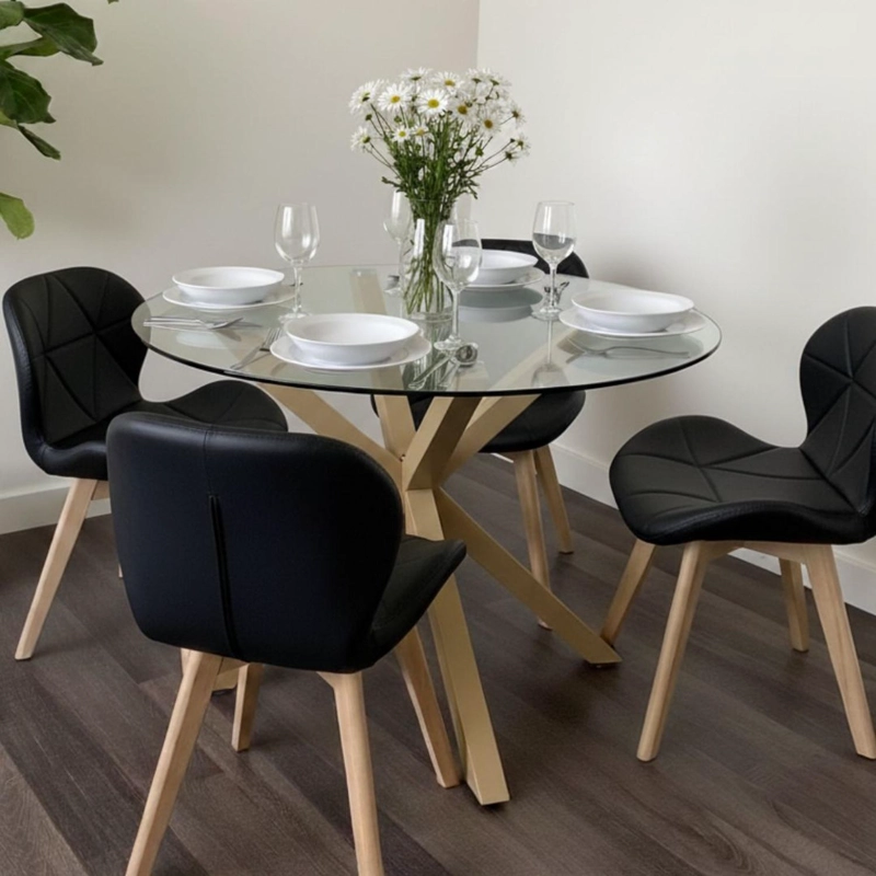 COMEDOR MESA EQUIZ 100CM + 4 SILLONES RUBIK NEGRO - 3