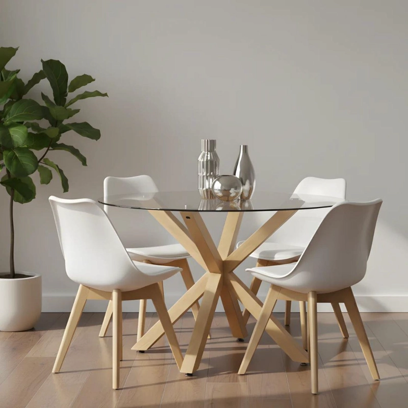 COMEDOR MESA REDONDA EQUIZ 100CM + 4 SILLAS TULIP BLANCO - 3