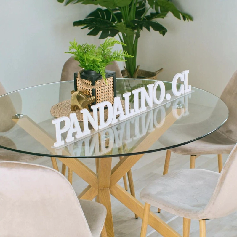 COMEDOR MESA REDONDA EQUIZ 120CM + 6 SILLAS ISY BEIGE - 2