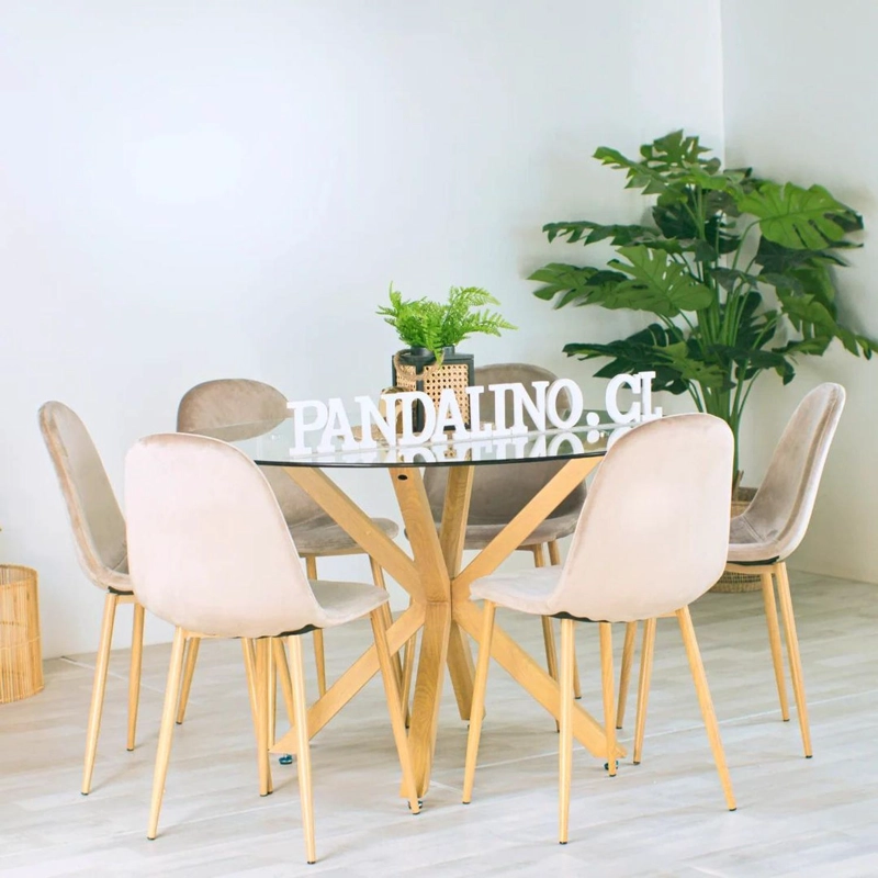 COMEDOR MESA REDONDA EQUIZ 120CM + 6 SILLAS ISY BEIGE - 3