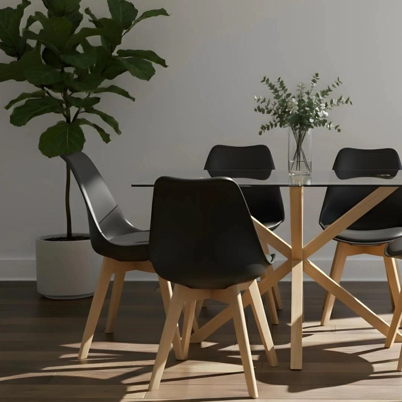 COMEDOR MESA RECTANGULAR GRETA 160X90 + 6 SILLAS TULIP NEGRO - 2