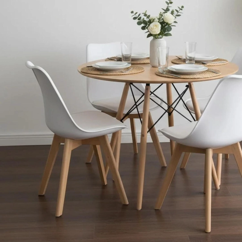 COMEDOR REDONDO SHANNA 80 CM + 4 SILLAS TULIP BLANCO - 2