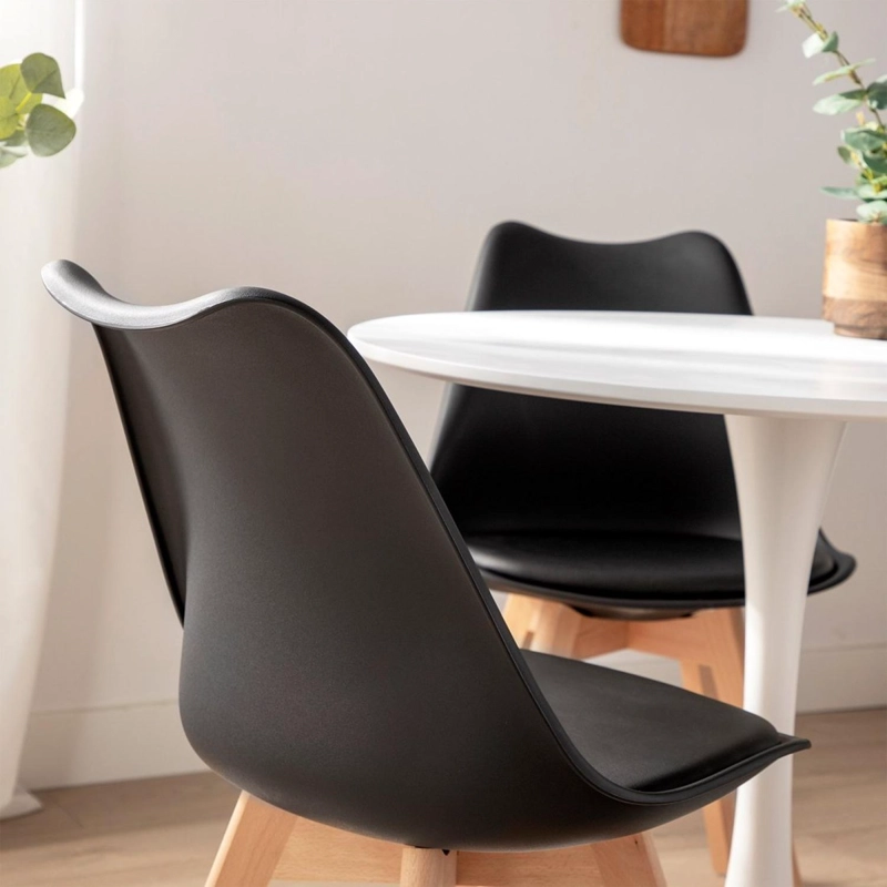 COMEDOR MESA TULIP REDONDA 80CM BLANCA + 4 SILLAS TULIP NEGRO - 2