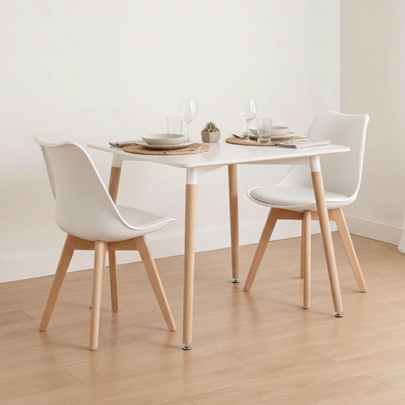 COMEDOR MESA AROA BLANCA 80X80 CM + 2 SILLAS TULIP BLANCA - 2