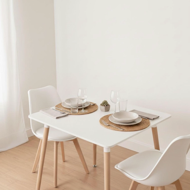 COMEDOR MESA AROA BLANCA 80X80 CM + 2 SILLAS TULIP BLANCA - 3