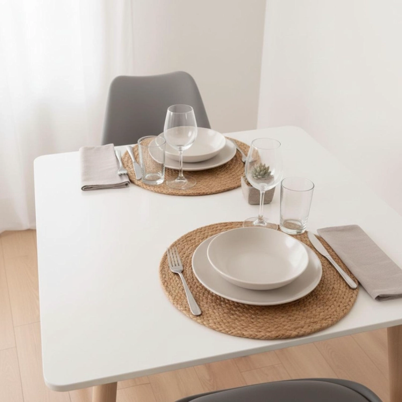 COMEDOR MESA AROA BLANCA 80X80 CM + 2 SILLAS TULIP GRIS - 3
