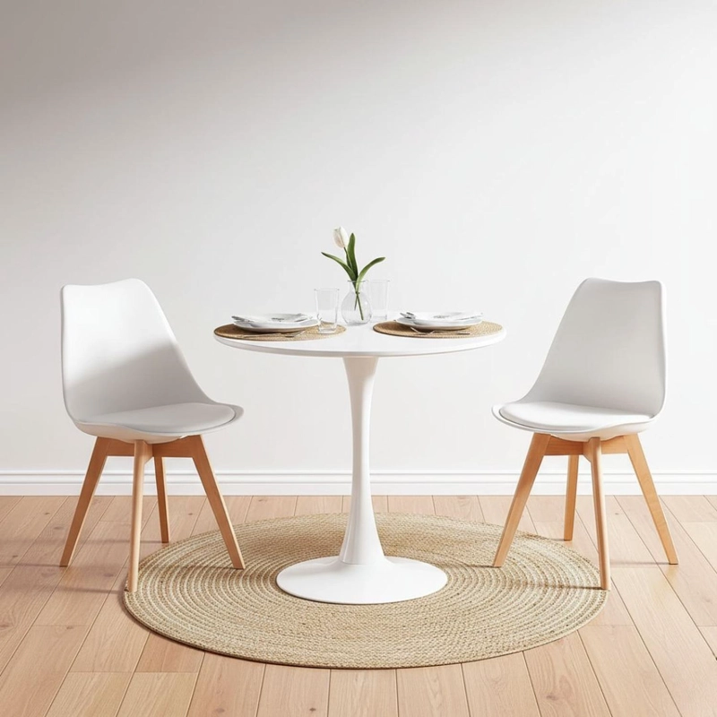 COMEDOR MESA TULIP BLANCA 80CM + 2 SILLAS TULIP BLANCA - 1