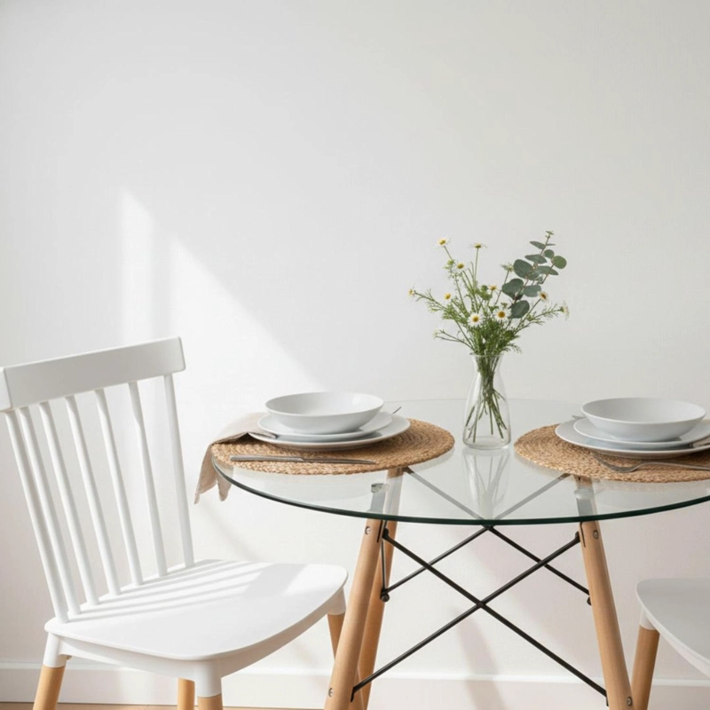 COMEDOR MESA ELIDA 80 CM + 2 SILLAS WINDSOR BLANCO - 2