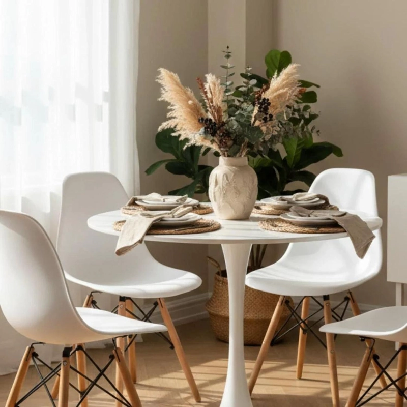 COMEDOR MESA TULIP BLANCO 80 CM + 4 SILLAS EAMES BLANCO - 3