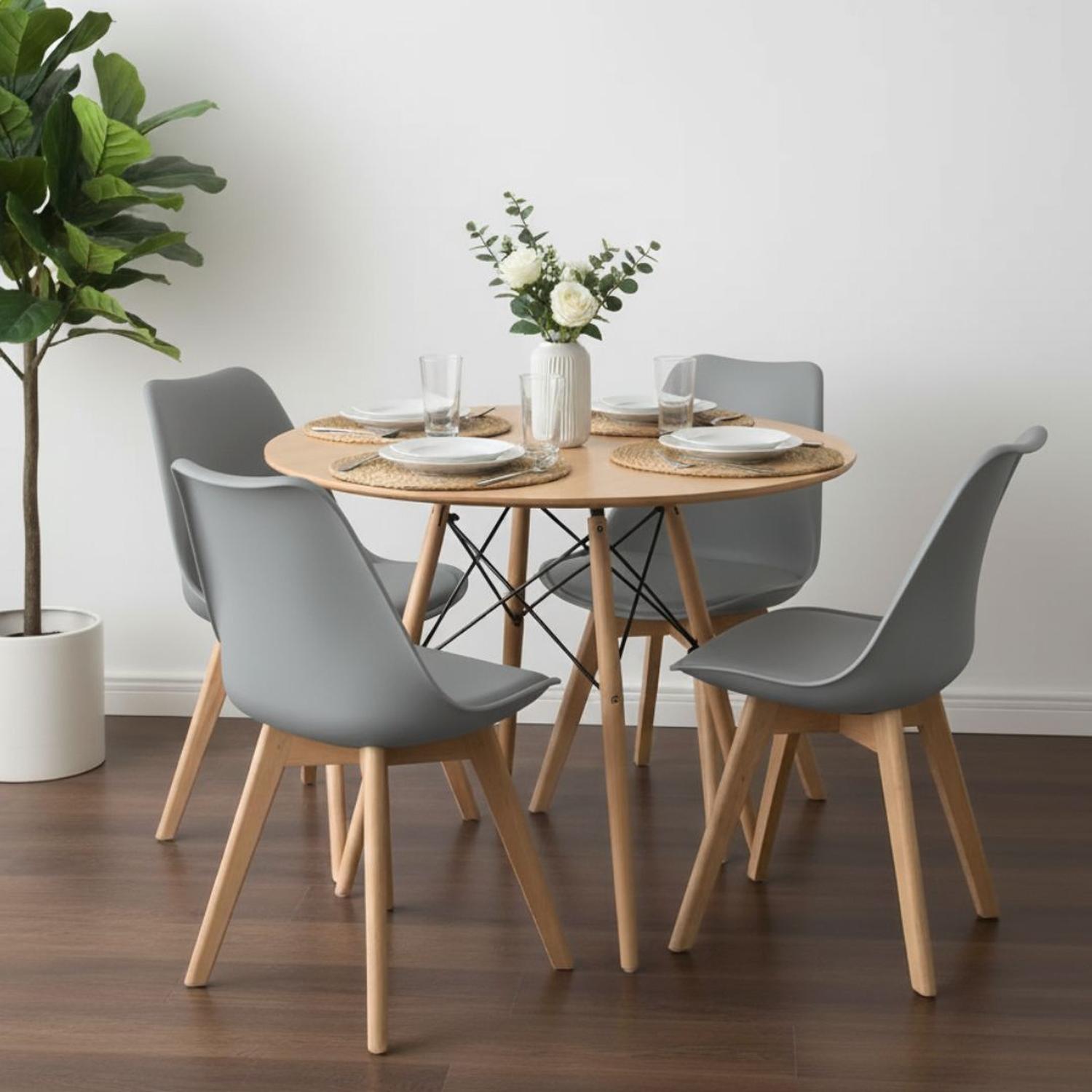 COMEDOR REDONDO SHANNA 80 CM + 4 SILLAS TULIP GRIS - 1