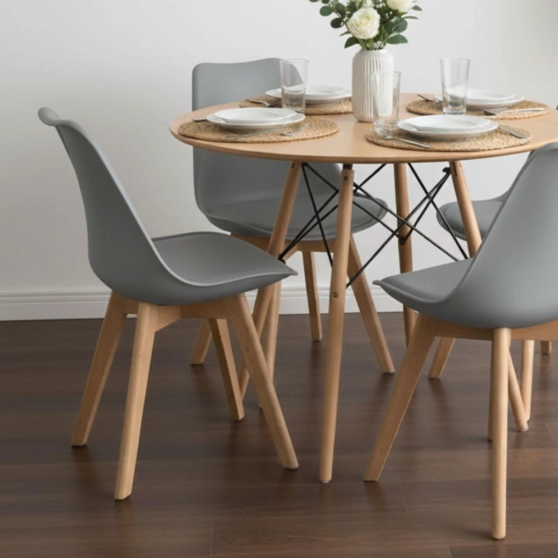 COMEDOR REDONDO SHANNA 80 CM + 4 SILLAS TULIP GRIS - 2