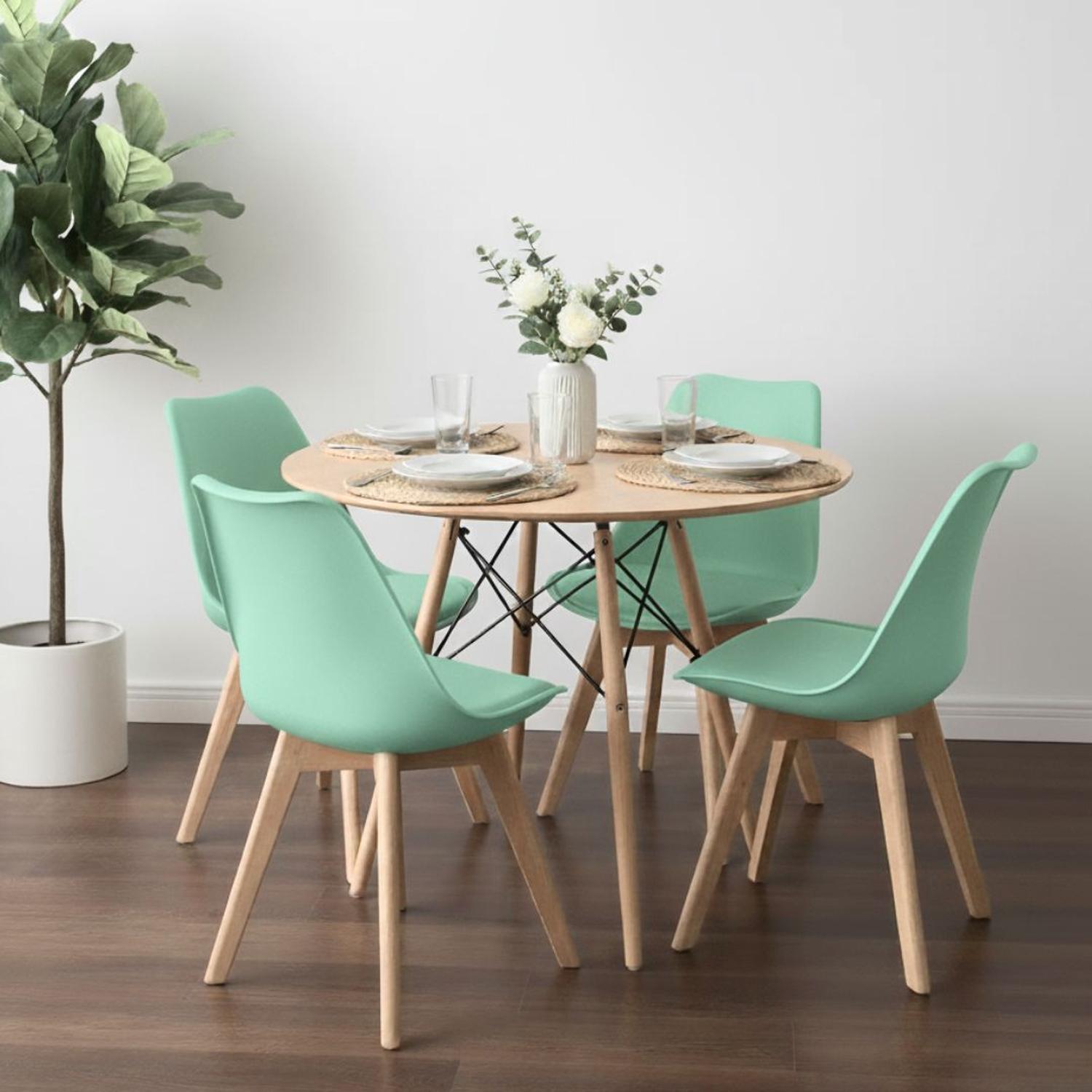 COMEDOR REDONDO SHANNA 80 CM + 4 SILLAS TULIP MENTA - 1