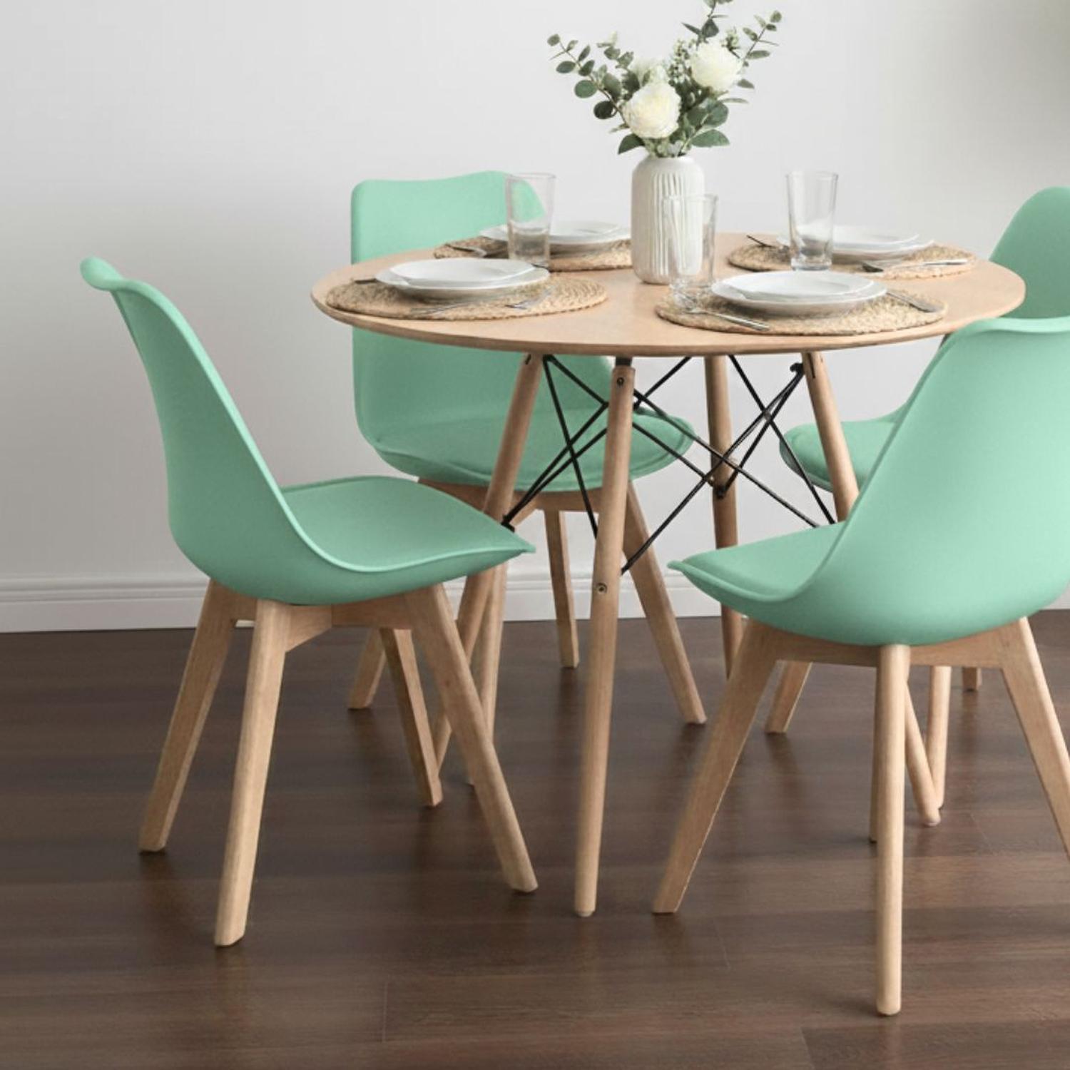 COMEDOR REDONDO SHANNA 80 CM + 4 SILLAS TULIP MENTA - 2