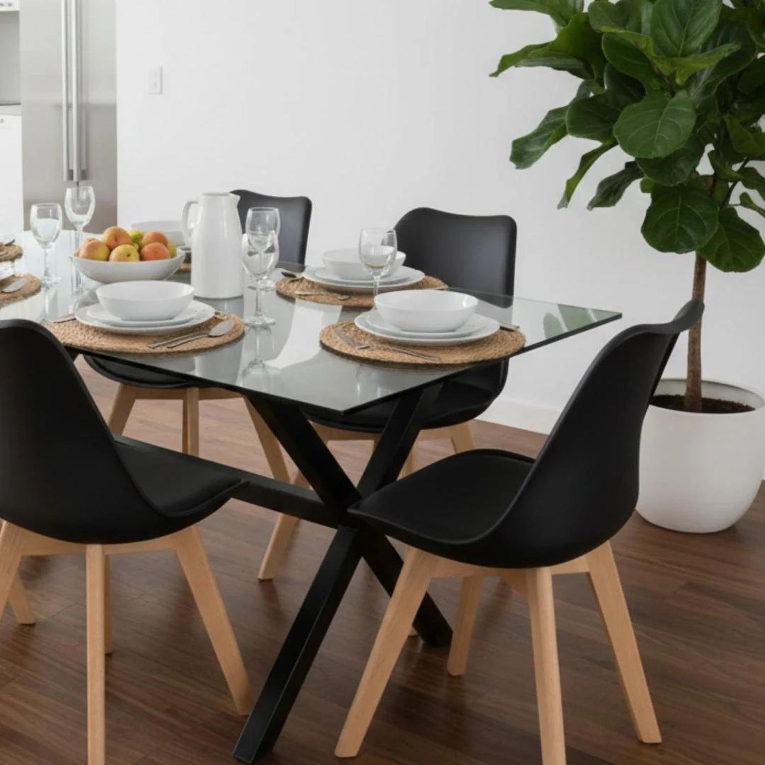 COMEDOR MESA XINIA NEGRO 130X80 CM + 4 SILLAS TULIP NEGRO - 2