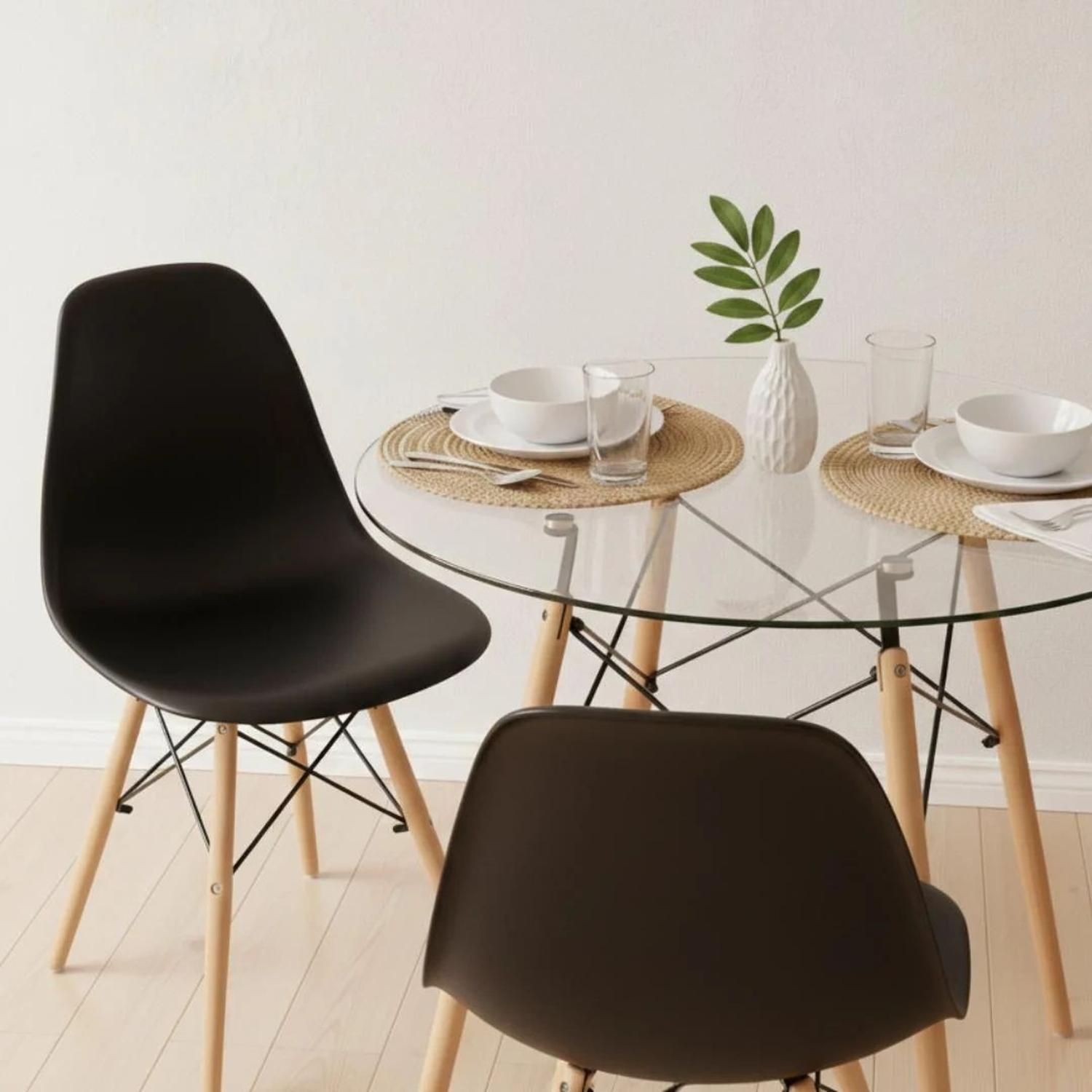 COMEDOR MESA ELIDA 80 CM + 2 SILLAS EAMES NEGRO - 3