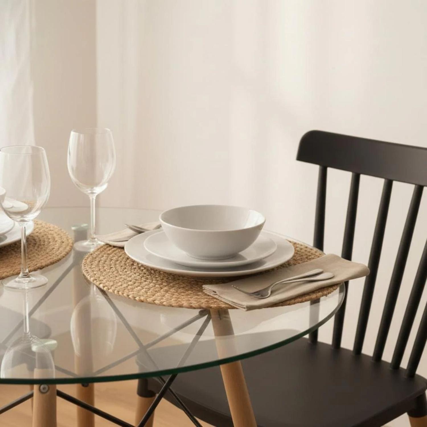 COMEDOR MESA ELIDA 80 CM + 2 SILLAS WINDSOR NEGRO - 3