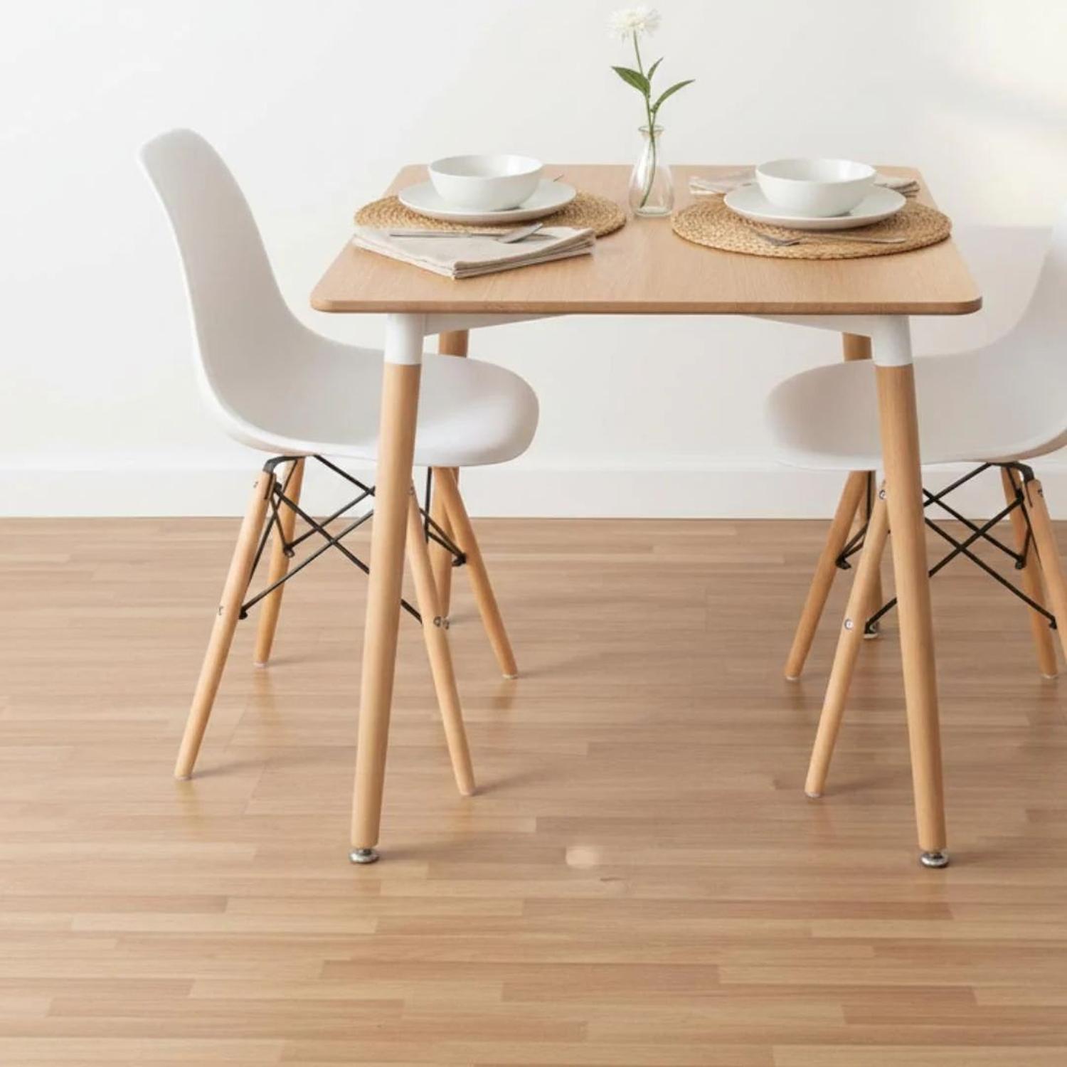 COMEDOR MESA AROA WOOD 80X80 CM + 2 SILLAS EAMES BLANCA - 3