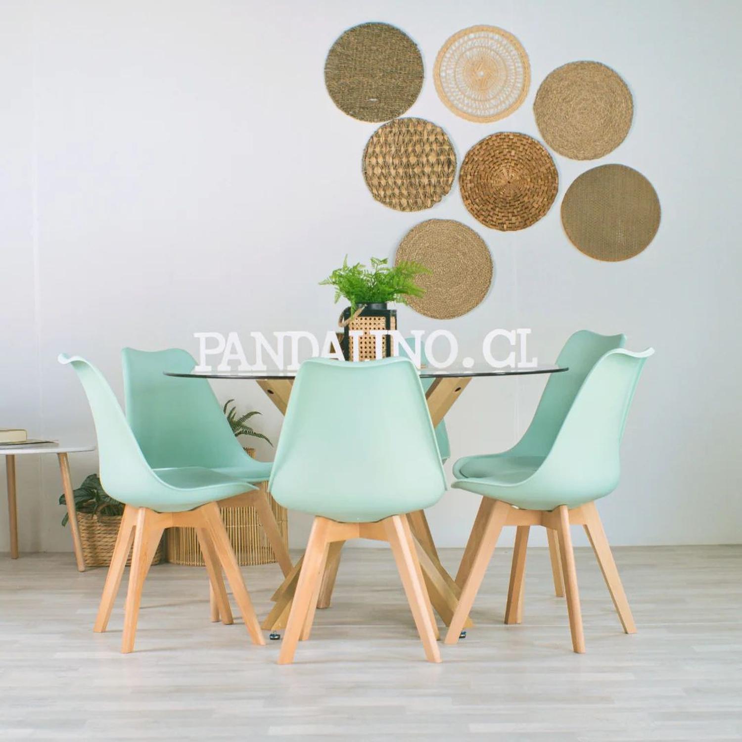 COMEDOR MESA REDONDA EQUIZ 120CM + 6 SILLAS TULIP MENTA - 2