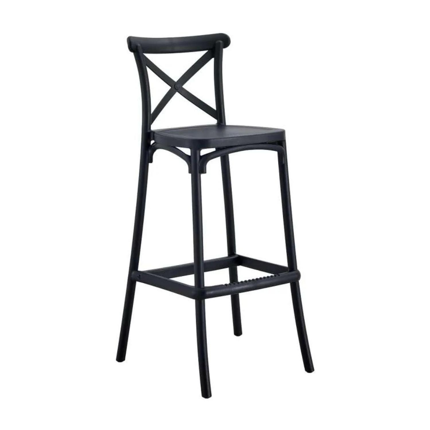 PACK 4 TABURETES CROSSBACK NEGRO 65 CM | EXTERIOR E INTERIOR - 2