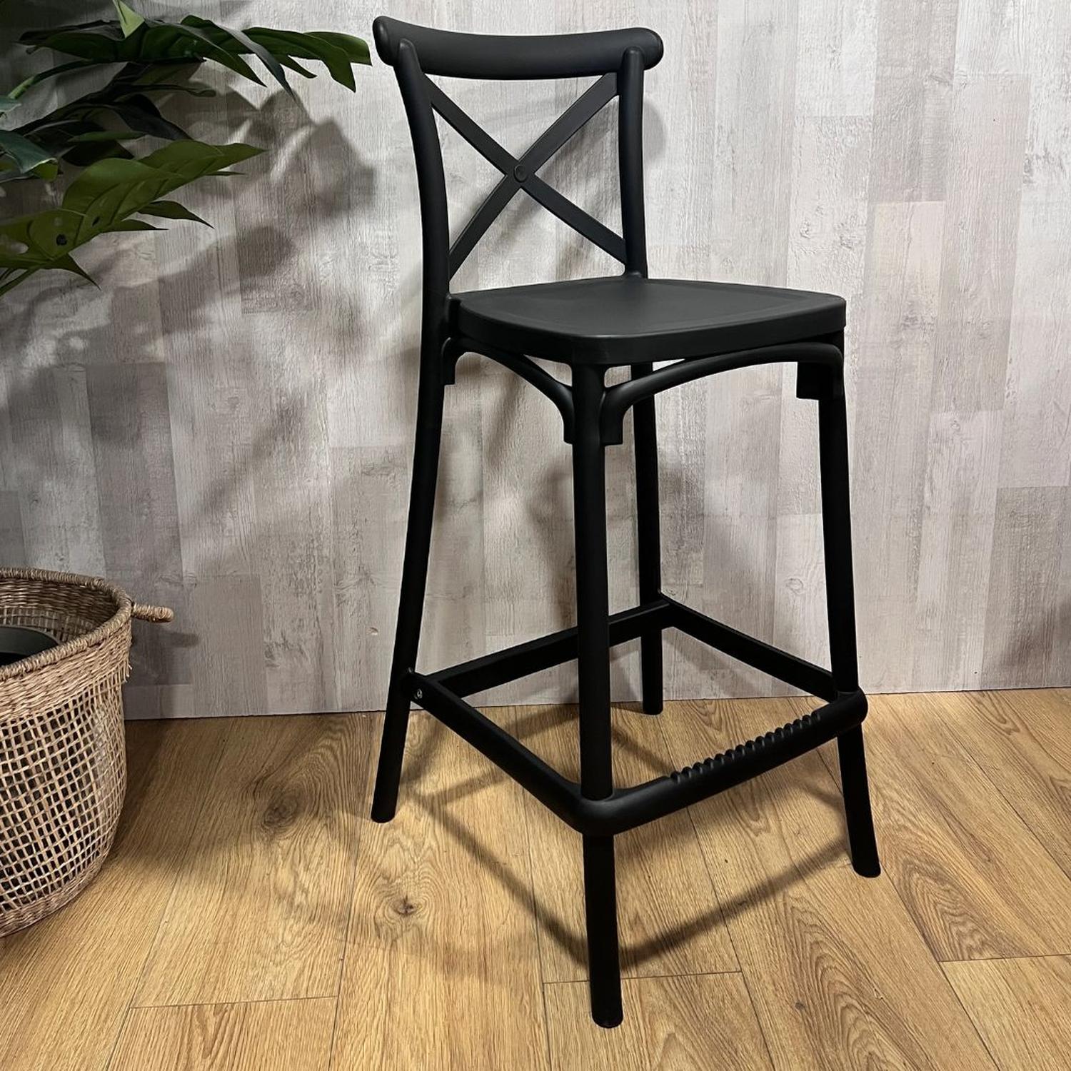 PACK 4 TABURETES CROSSBACK NEGRO 65 CM | EXTERIOR E INTERIOR - 4